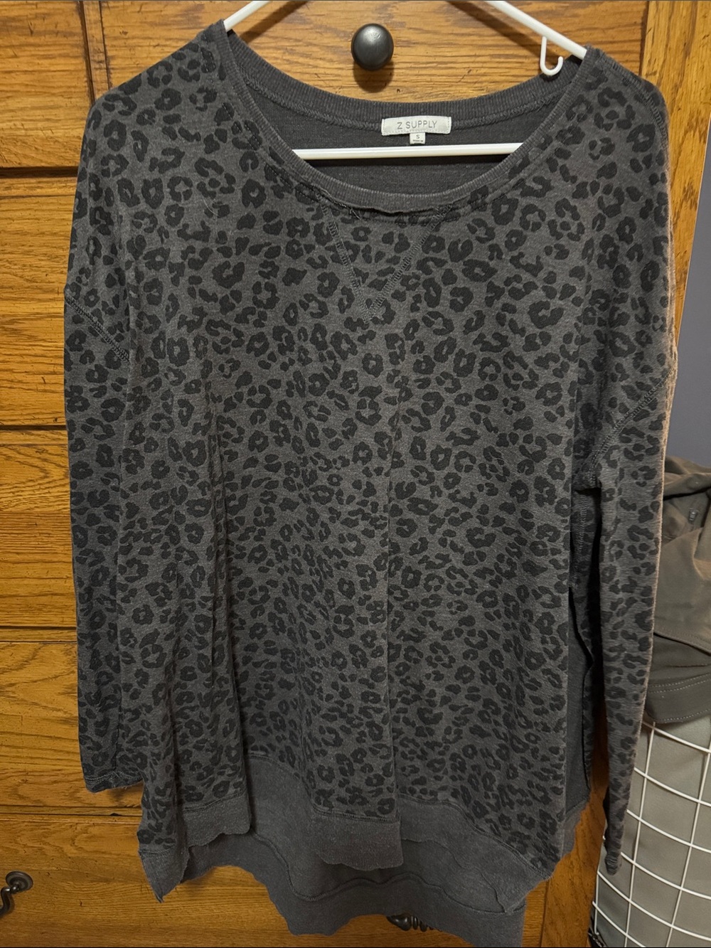 Z Supply Charcoal Leopard Print Sweatshirt